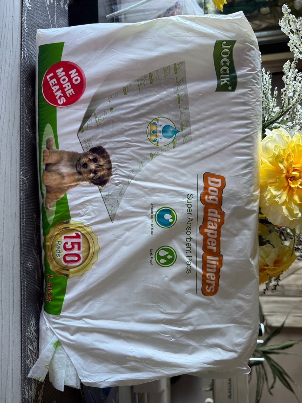 Joocik Dog Diaper Liners - White with Green Accents